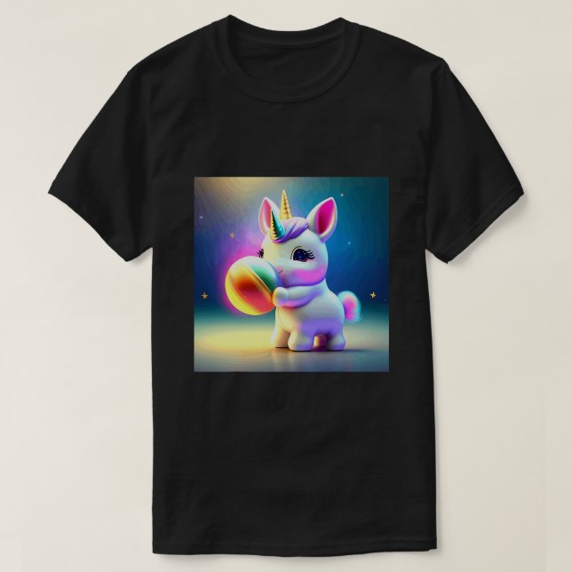 Camiseta Unicorn T shirt Girls Kids Rainbow (Frente do Design)