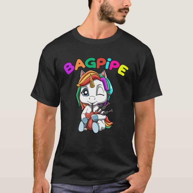 Camiseta Unicorn tocando Bagpipe Bagpipe Music (Frente)