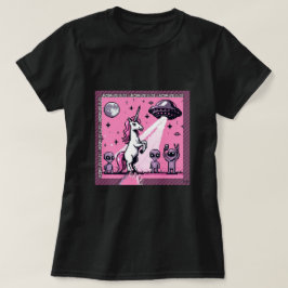 Camiseta Unicorn UFO Selfie: Terra Quadrada (Arte Pixel) #1