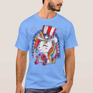 Camiseta Unicorn Uncle Sam Hat US Flag Fourth 4th Of July K