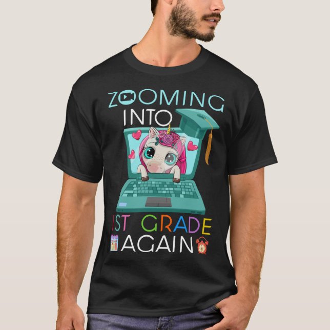 Camiseta Unicorn Virtual Back to School Zooming em 1rua Gr (Frente)