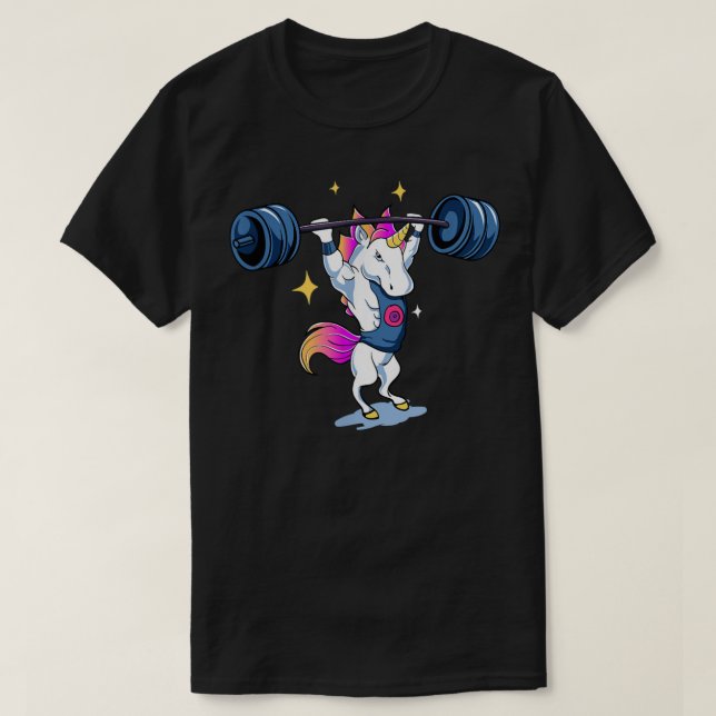 Camiseta Unicorn Weightlifting T Fitness Gym Deadlift Rainb (Frente do Design)