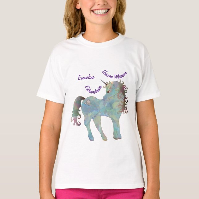 Camiseta Unicorn Whisperer I Love Unicorns Personalize Name (Frente)