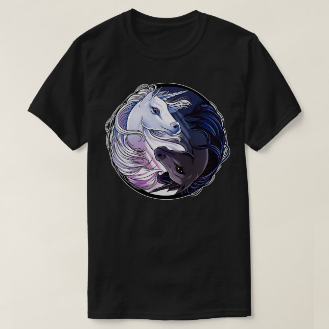 Camiseta Unicorn Yin Yang Funny Yoga Unicorns Men Women (Frente do Design)