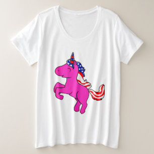 Camiseta Unicorn Yseta Rosa Patriótica EUA Sinalizador Mane