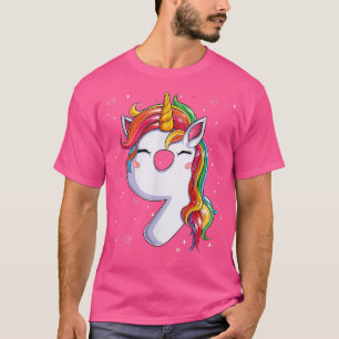 Camiseta Unicórnio 9 Anos 9º aniversário Rapariga de aniver