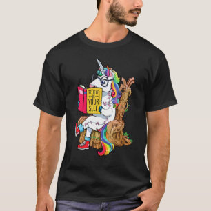 Camiseta Unicórnio Acredita Em Seu Livro Motivacional