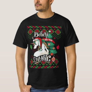 Camiseta Unicórnio Acredita No Natal Mágico