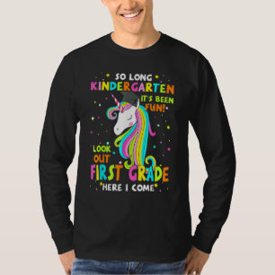 Camiseta Unicórnio Adeus Jardim de Infância 1ª Série Aqui v