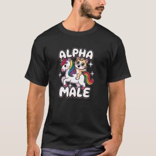 Camiseta Unicórnio Alfa e Gato Masculino Engraçado Sarcásti