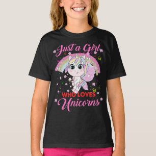 Camiseta Unicórnio Apenas Uma Rapariga Que Ama Um Bonito Pr