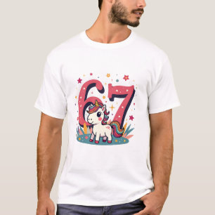 Camiseta Unicórnio Arco-Íris Cartoon Fofo Aniversário de 67