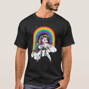 Camiseta Unicórnio Arco-Íris Clássico Karatê Taekwondo MMA