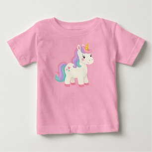 Camiseta Unicórnio Arco-Íris Pastel Fofa