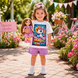 Camiseta Unicórnio Arco-Íris Princesa Mágica Desenho Animad