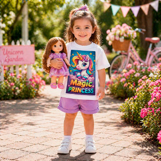 Camiseta Unicórnio Arco-Íris Princesa Mágica Desenho Animad