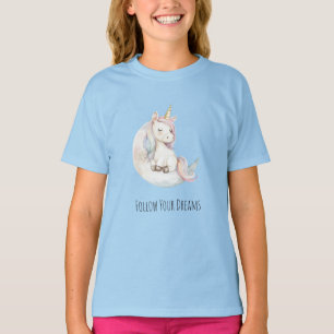 Camiseta Unicórnio Azul no Aniversário na Nuvem