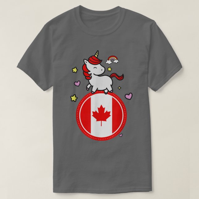 Camiseta Unicórnio Bonito com o Canadá (Frente do Design)