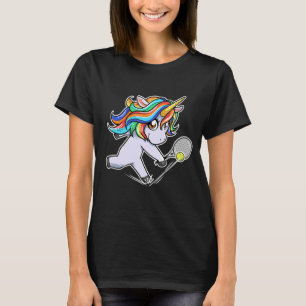 Camiseta Unicórnio Bonito Com Tênis Racket Tênis