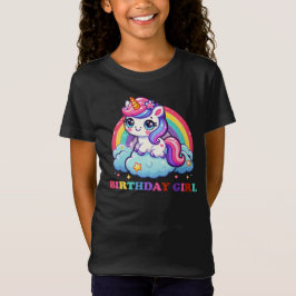 Camiseta Unicórnio Bonito de Aniversário - Raparigas de Ani