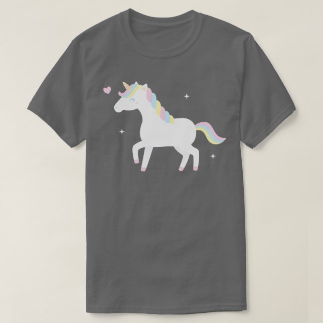 Camiseta Unicórnio Branco Bonito Com Pastel Mane (Frente do Design)