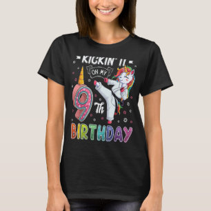 Camiseta Unicórnio Caratê 9º Aniversário Nove 9 Anos de Ida