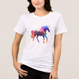Camiseta Unicórnio Colorido Brilhante Fofo