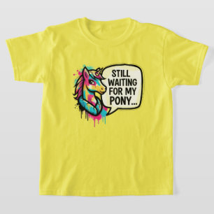 Camiseta Unicórnio Colorido Esperando pelo Meu Pônei