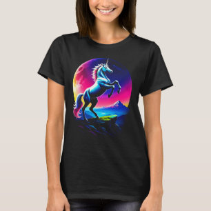 Camiseta Unicórnio Colorido Fantástico da Natureza Selvagem