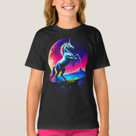 Camiseta Unicórnio Colorido Fantástico Menina Selvagem