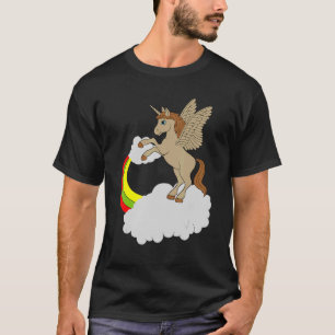 Camiseta Unicórnio Com Arco-Íris Em Cavalos De Nuvens 1