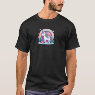 Camiseta Unicórnio Com Árvores E Apresenta Design Natal U