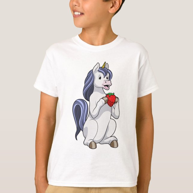 Camiseta Unicórnio com Fruta de morango (Frente)