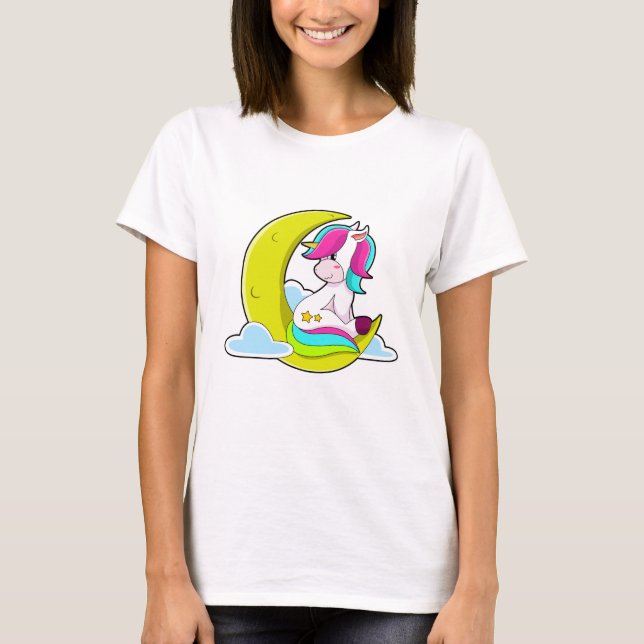 Camiseta Unicórnio com Nuvens e Lua (Frente)