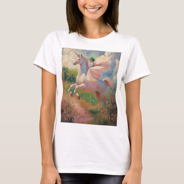 Camiseta Unicórnio com pintura de menina (Frente)