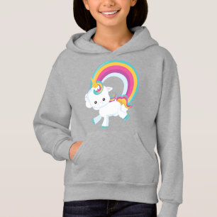 Camiseta Unicórnio com Rainbow Girl Hoodie