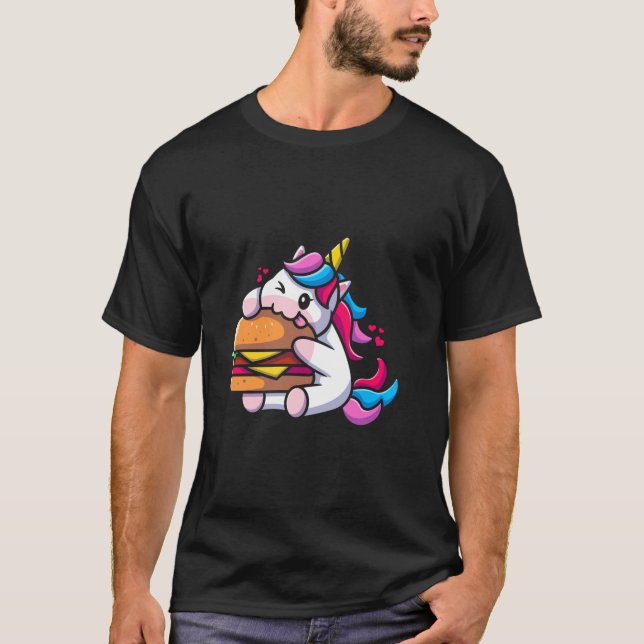 Camiseta Unicórnio come Burger Funny Fast Comida America Lo (Frente)