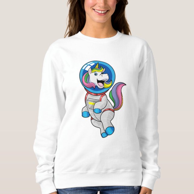 Camiseta Unicórnio como astronauta no espaço (Frente)
