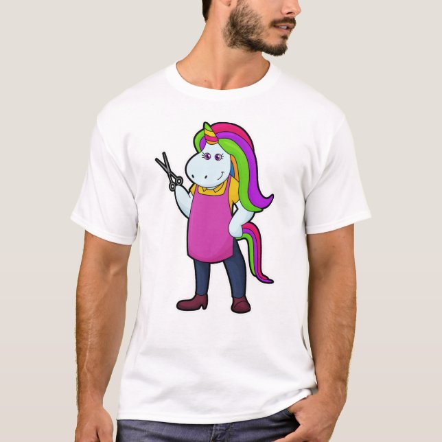 Camiseta Unicórnio como cabeceira com tesoura (Frente)