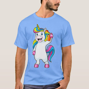 Camiseta Unicórnio como cabeleireiro com spray de cabelo