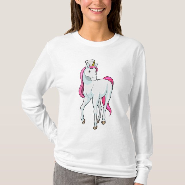 Camiseta Unicórnio como cozinheiro com chapéu de chef (Frente)