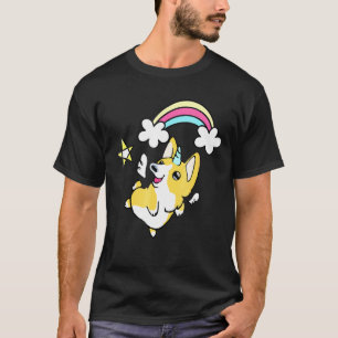 Camiseta Unicórnio Corgi Desenho Gráfico Arco-íris