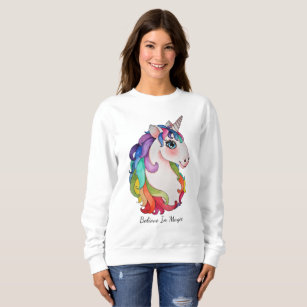 Camiseta Unicórnio da aguarela com cabelo do arco-íris