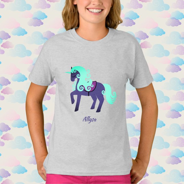 Camiseta Unicórnio da Gliteria com Fundo do Rainbow Pastel (Criador carregado)