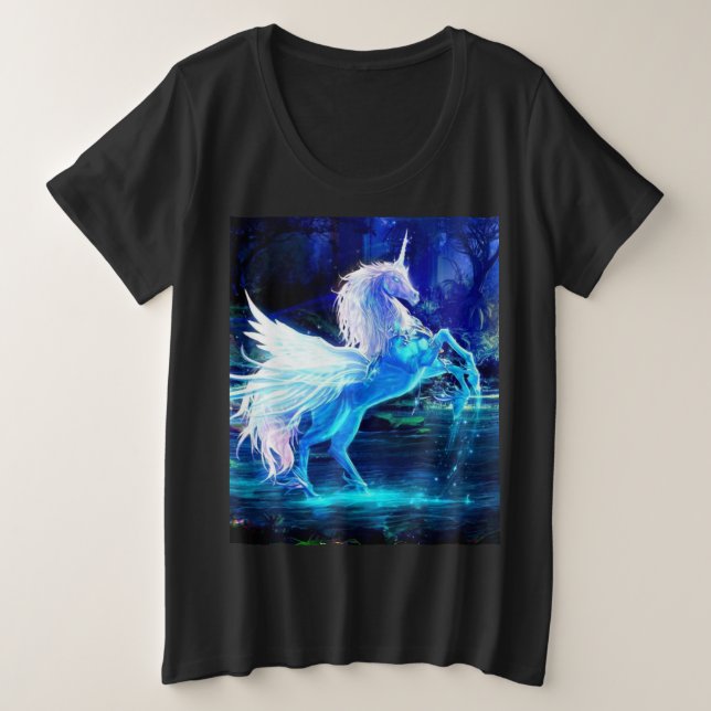Camiseta Unicórnio da Lua da Mulher Pegasus (Frente do Design)