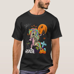 Camiseta Unicórnio Dabbing Como Gato de Halloween Zumbi no