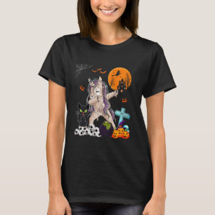 Camiseta Unicórnio Dabbing Como Mamãe Gato de Halloween Em
