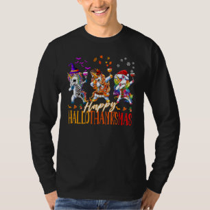 Camiseta Unicórnio Dabbing Feliz Hallothanksmas Família fof
