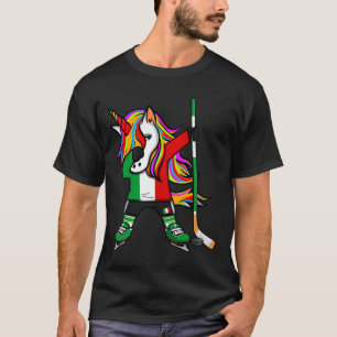 Camiseta Unicórnio Dabbing Itália Adeptos de Hóquei no Gelo