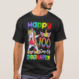 Camiseta Unicórnio Dançando 100º Dia De Escola Jardim De In